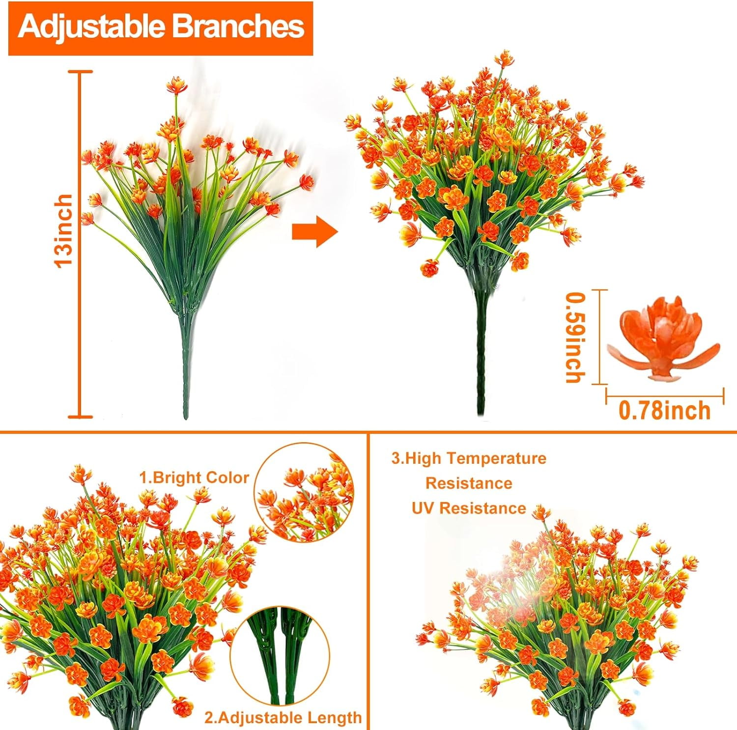 Corn Flower Artificial Flowers for Outdoor UV Resistant Fake Plants, Faux Plastic Flower Artificial Plants for Home Window Box Porch Indoor Cemetery Spring Summer Decor(White)