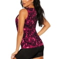 thumbnail image 4 of Picia Burgundy Tie Dye Pattern Women's Workout Tank Top,Breathable Activewear,Slim Fit Athletic Top,Versatile Workout Moisture-wicking top-Large, 4 of 9