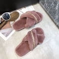 thumbnail image 2 of Haute Edition Women's Cozy Soft Plush Cross Strap House Slippers with Non Slip Soles, 2 of 2