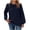 Navy, variant on Womens Waffle Knit Sweaters Long Sleeve Blouse Solid Color Tunic Shirts Hollow Out Sleeve Tops Crew Neck Loose Tops
