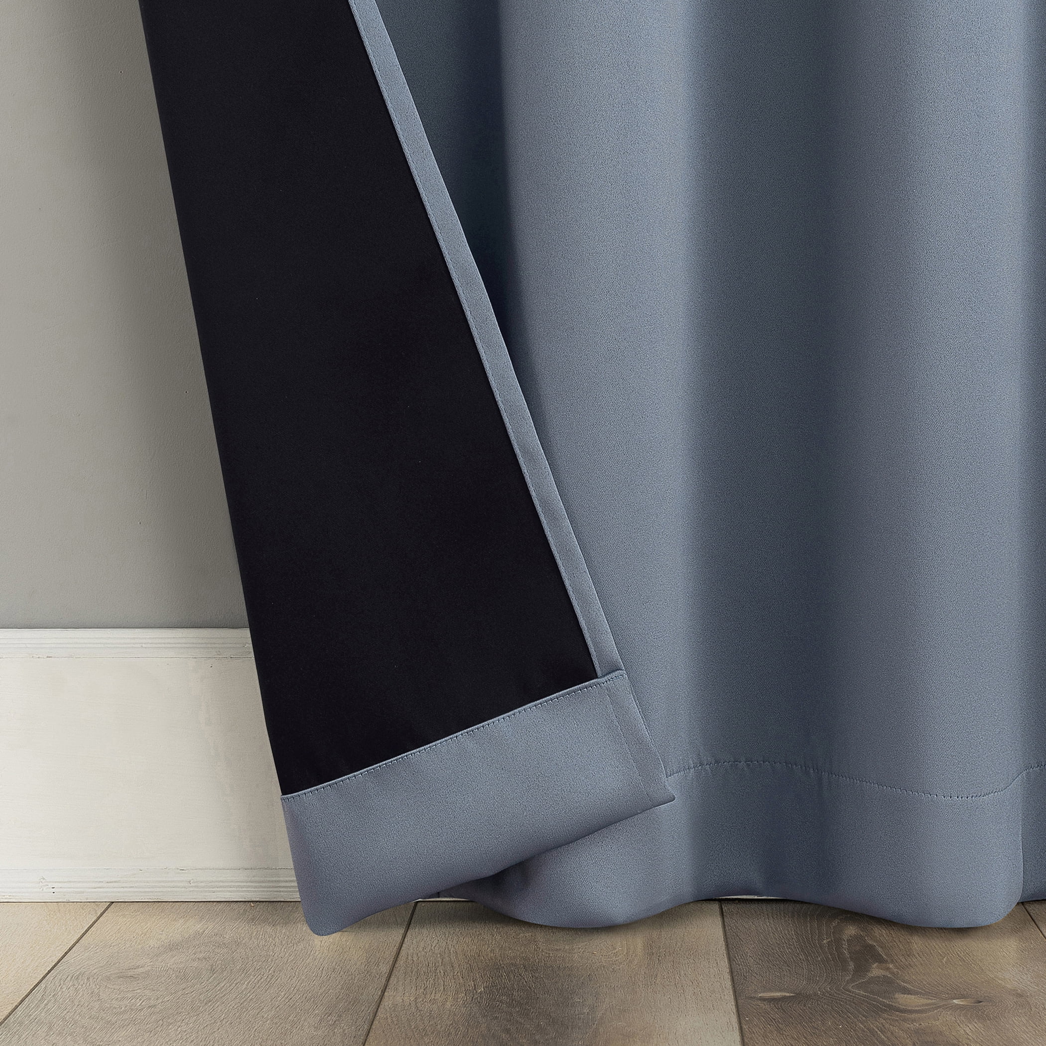 Sun Zero Graham 2-pack Magnetic Closure 100% Blackout Grommet Curtain Panel Pair, 40"W x 84"L, Denim Blue