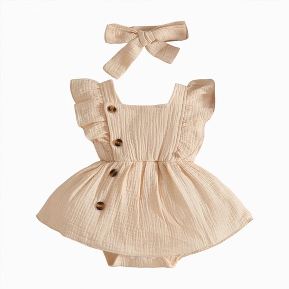 Newborn Baby Girls Summer Clothes Ruffle Sleeveless Pleated Smocked Bubble Romper Dresses Infant Bodysuit Jumpsuit