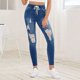 thumbnail image 4 of Pantalones Vaqueros de Bolsillo Con Cremallera Y Vendaje Con Agujeros Para Mujer, Pantalones Vaqueros Informales Acampanados de Pierna Ancha Odeerbi ODB-6, 4 of 8