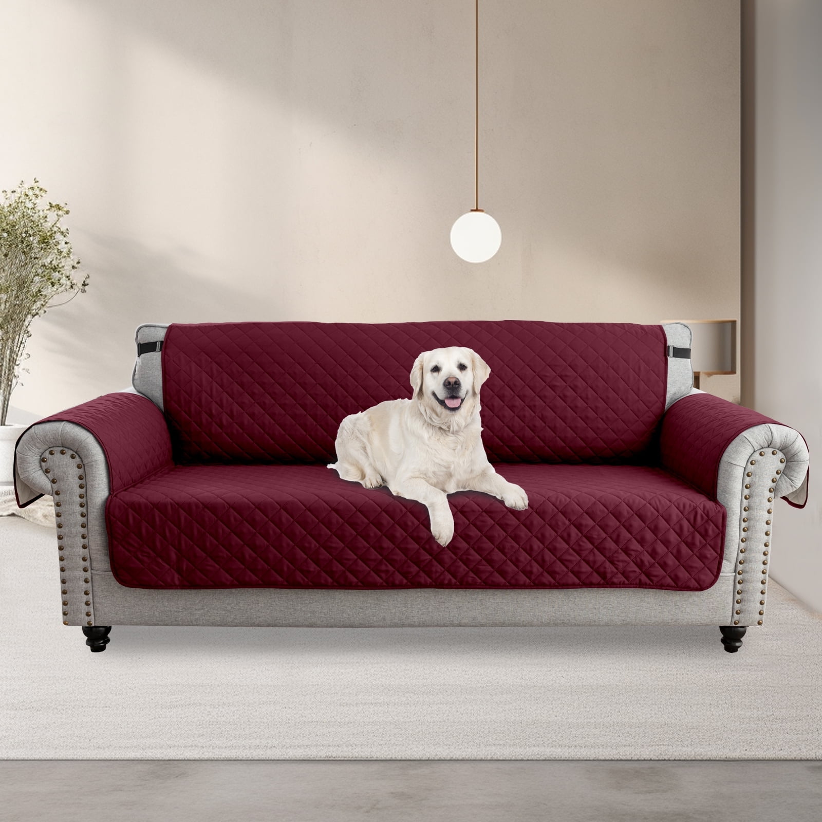 suxuMhao Slipcovers, (Loveseat Size) 2 Seater Couch Cover, Washable Sofa Covers for Pets, Couch Slipcover Fit Sofa, Couch Covers for Sofa, Pet Sofa Cover, 1 Piece, Dark Red