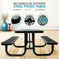 thumbnail image 3 of Rectangular Outdoor Picnic Table in Black, 6 ft. | For Park and Campground Use | Robust Carbon Steel Build | Mess - free Cleaning Solution, 3 of 4