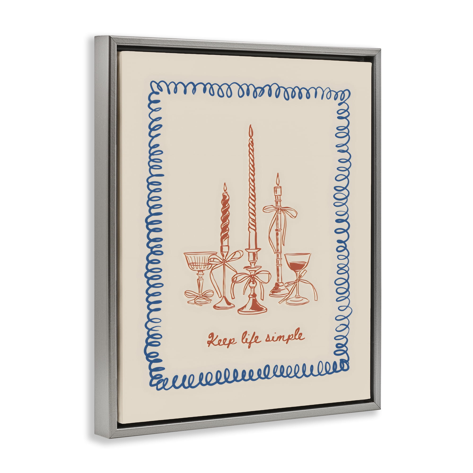 Stupell Industries Keep Life Simple Candles Gray Framed Floater Canvas Wall Art, design by The Prints Vibe