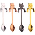 thumbnail image 1 of Mini cuchara de café para gatos, 4 piezas, vajilla pequeña de acero inoxidable para amantes de los gatos, postre/bebida/mezcla/batido/cuchara de té (4 colores) Feliz Sencillez, 1 of 4