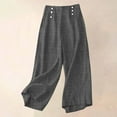 thumbnail image 2 of Timegard Womens Wide Leg Pants High Waist Lightweight Button Solid Color Loose Trousers Summer Casual, 2 of 7