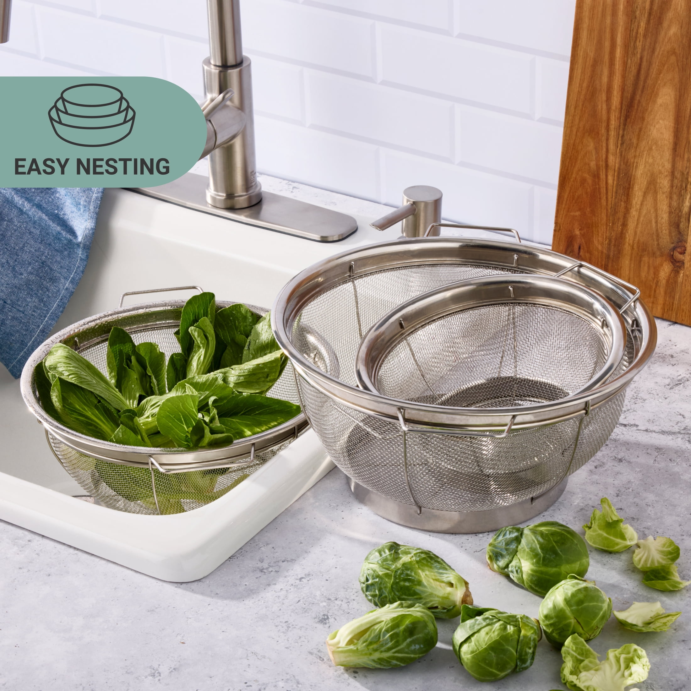 Farberware Professional Stainless Steel Fine Mesh Sieve Set, 3-Piece