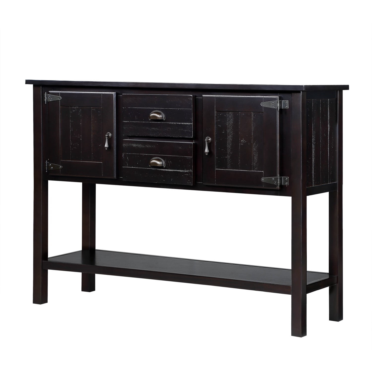46.5" Solid Wood Sideboard Buffet Cabinet with 2 Drawers, 2 Doors and Bottom Shelf, Retro Console Table Storage Cabinet for Kitchen Dining Room Living Room, Espresso