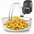 thumbnail image 1 of HLONK Air Fryer Basket Steamer Basket for Instant Pot 304 Stainless Steel Mesh Basket for Instant 6Qt 8Qt Air Fryer Air Fryer Accessory 8 inch Basket with Handle, 1 of 6