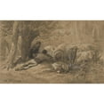 thumbnail image 2 of Charles Emile Jacque 18x13 Gold Ornate Wood Frame and Double Matted Museum Art Print Titled - Tending the Sheep (19th Century), 2 of 4