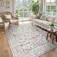 thumbnail image 3 of Lahome 5'x7' Washable Area Rug for Living Room with Non Slip Backing,Traditional Boho Rug,Low Pile Lightweight Carpet,Floral Print Mat,Better Home,Washable Machine for Bedroom,Purple, 3 of 12