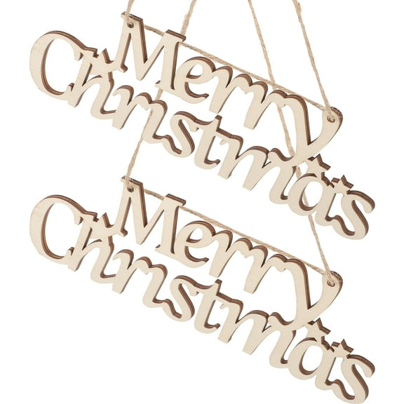 2 Pcs Merry Christmas Hanging Pendant Outdoor Decor Decorations Xmas Wooden Sign Signs Indoor Home