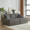 thumbnail image 2 of 84" Loveseat Cloud Couch with 2 Ottomans and 2 Cup Holders, Modular Deep Seat Sectional Sofa with Hidden Storage and Throw Pillows for Living Room, Grey, 2 of 9