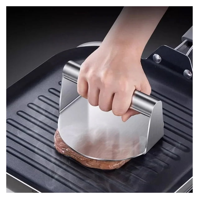 Presse à Burger Ronde en Acier Inoxydable, Presse à Hamburger Antiadhésive, Presse à Bacon, Presse pour Gril Parfaite pour la Cuisson sur Plaque de Cuisson Plate
