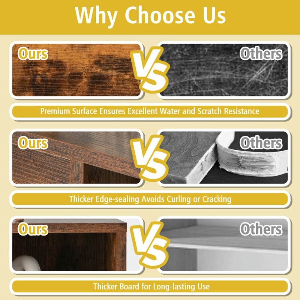 Demi Bonn 3-Tier Bookcase with Anti-toppling Device for Living Room, 6 Cube Storage Cabinet, Brown