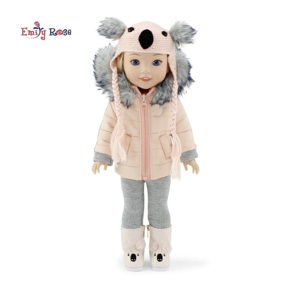 Emily Rose 14.5" Fashion Doll Snow Coat "Koala" Outfit, 4-Piece, Compatible with Wellie Wishers