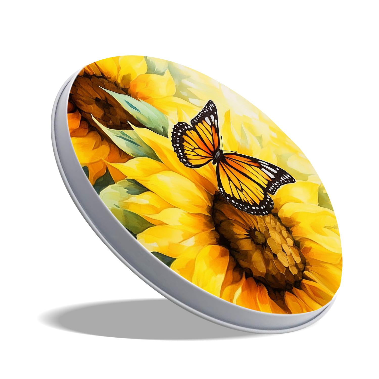 Round Stove Burner Covers 4 Pcs for Metal Gas Stove Burner Cover 8Inch And 10Inch ,Yellow Sunflower Butterfly Animal Lovely Design