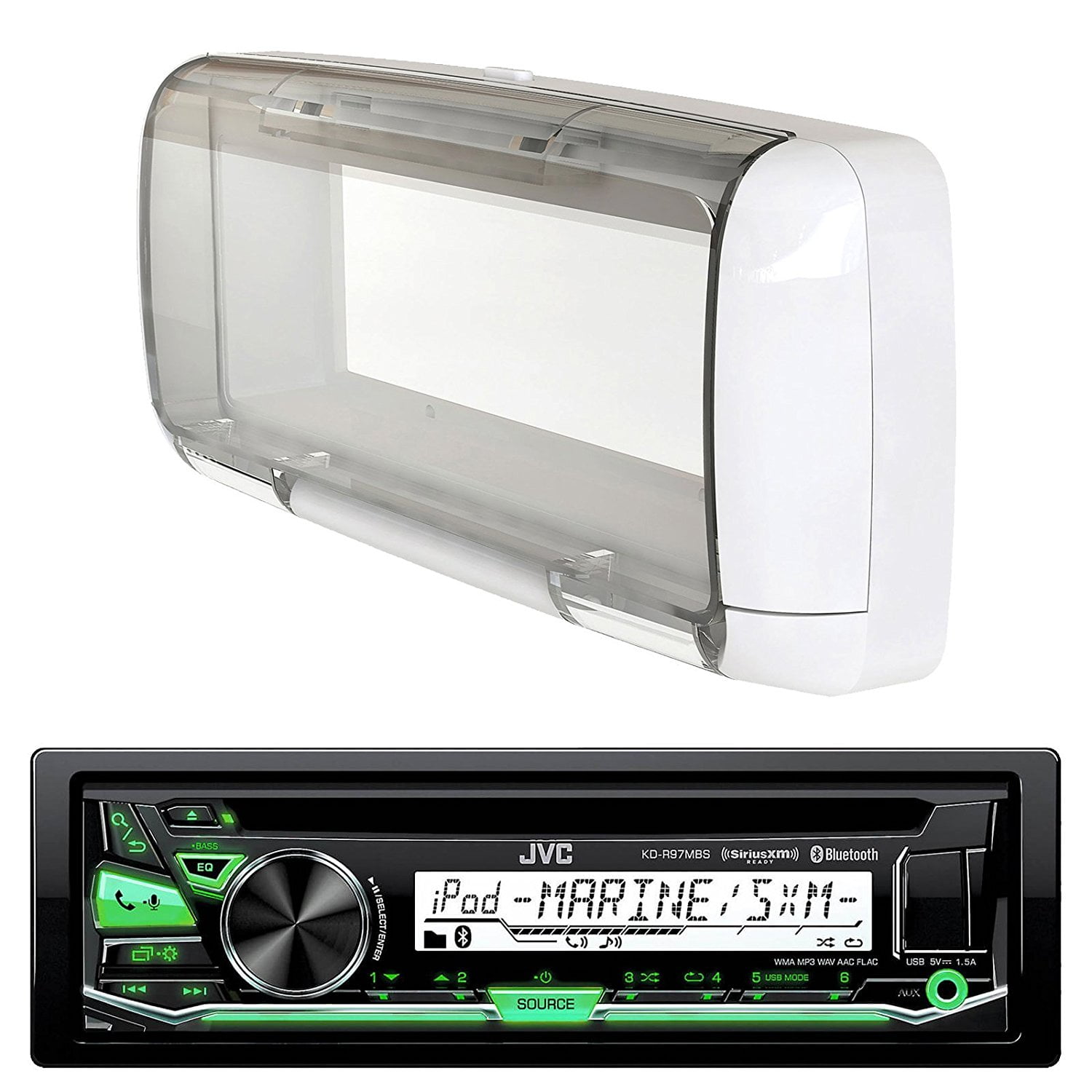 JVC Marine Powersports Single DIN W / Bluetooth Variable Color 4V CD Receiver