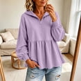 thumbnail image 2 of Jinhomg Womens Half Zip Hoodie Sweatshirt Casual Long Sleeve Ruffle Hem Peplum Pullover Tops XXL, 2 of 7