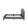 thumbnail image 3 of 85.5" Charcoal Gray and Brown Contemporary Button Tufted Queen Size Bed Frame, 3 of 7