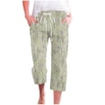 thumbnail image 2 of ZHUGeLI Pants for Women Cute Floral Print Capri Pants Women Summer Casual Cropped Pants Elastic Drawstring Waist Vacation Beach Pants Pocket Ankle Capris Trousers Elastic Waist, 2 of 5
