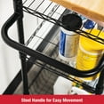 thumbnail image 5 of Rubbermaid 3-Tier Heavy Duty Black Rolling Utility Cart with Solid Wood Top, 300lb Capacity, 5 of 12