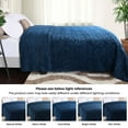 thumbnail image 3 of Superior Arctic Fleece Boho Knit Jacquard Blanket, King, Navy Blue, 3 of 7