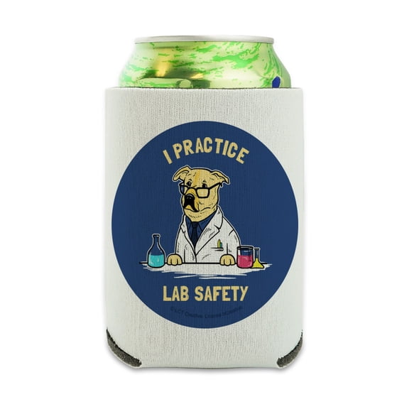I Practice Lab Safety Labrador Retriever Funny Humor Can Cooler - Drink Sleeve Hugger Collapsible Insulator - Beverage Insulated Holder