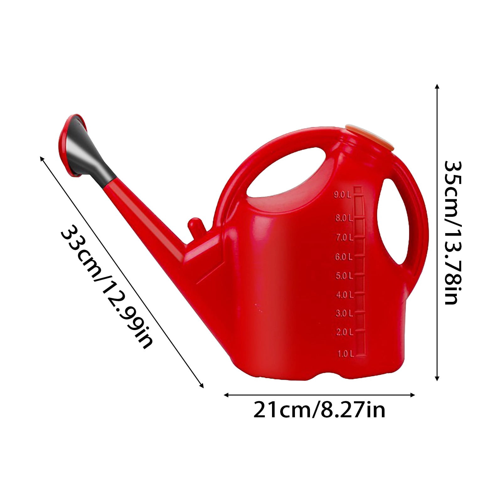 2.38 Gal Large Capacity Plastic Watering Can with Long Spout Removable Rose Head Ergonomic Handle for Indoor Outdoor Garden Plants Flowers Seedlings