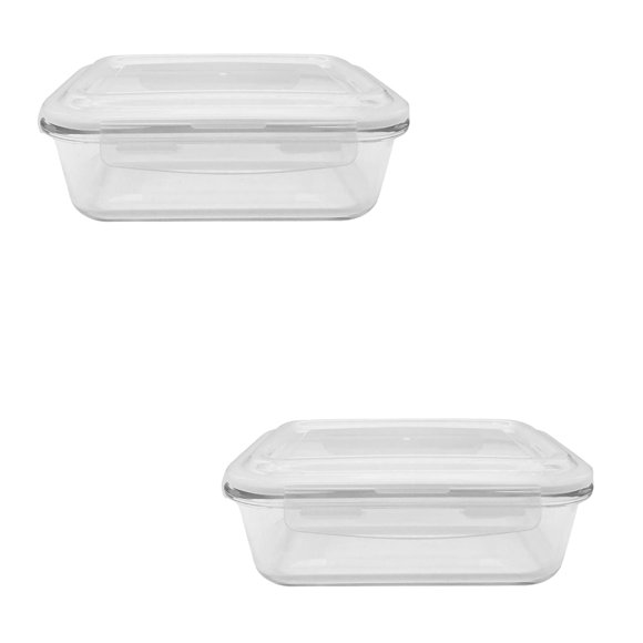 EraWare - Set of 2 Borosilicate Glass Containers, Airtight and Leak-proof, Oven Safe, 1520 ml