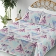 thumbnail image 3 of Ambesonne Retro Wave Fitted & Flat Sheet with Sham 3 Pcs Set, 90s Palm Tree Polka Dots, Twin XL, Seafoam Pale Pink, 3 of 5