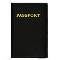 menswallet Genuine Leather Gold Logo Passport Cover Holder for Travel 151 CF (C) Black