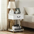 thumbnail image 3 of VECELO 1-Drawer Nightstand with Storage Shelf, Modern X Design End Side Table, White, 3 of 8