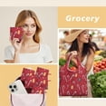 thumbnail image 6 of 5 Pack Foldable Shopping Bag,Red Christmas Candy Cane Pattern Reusable Grocery Bags with Pockets,Large Reusable Tote Bags with Handles Waterproof & Lightweight, 6 of 6