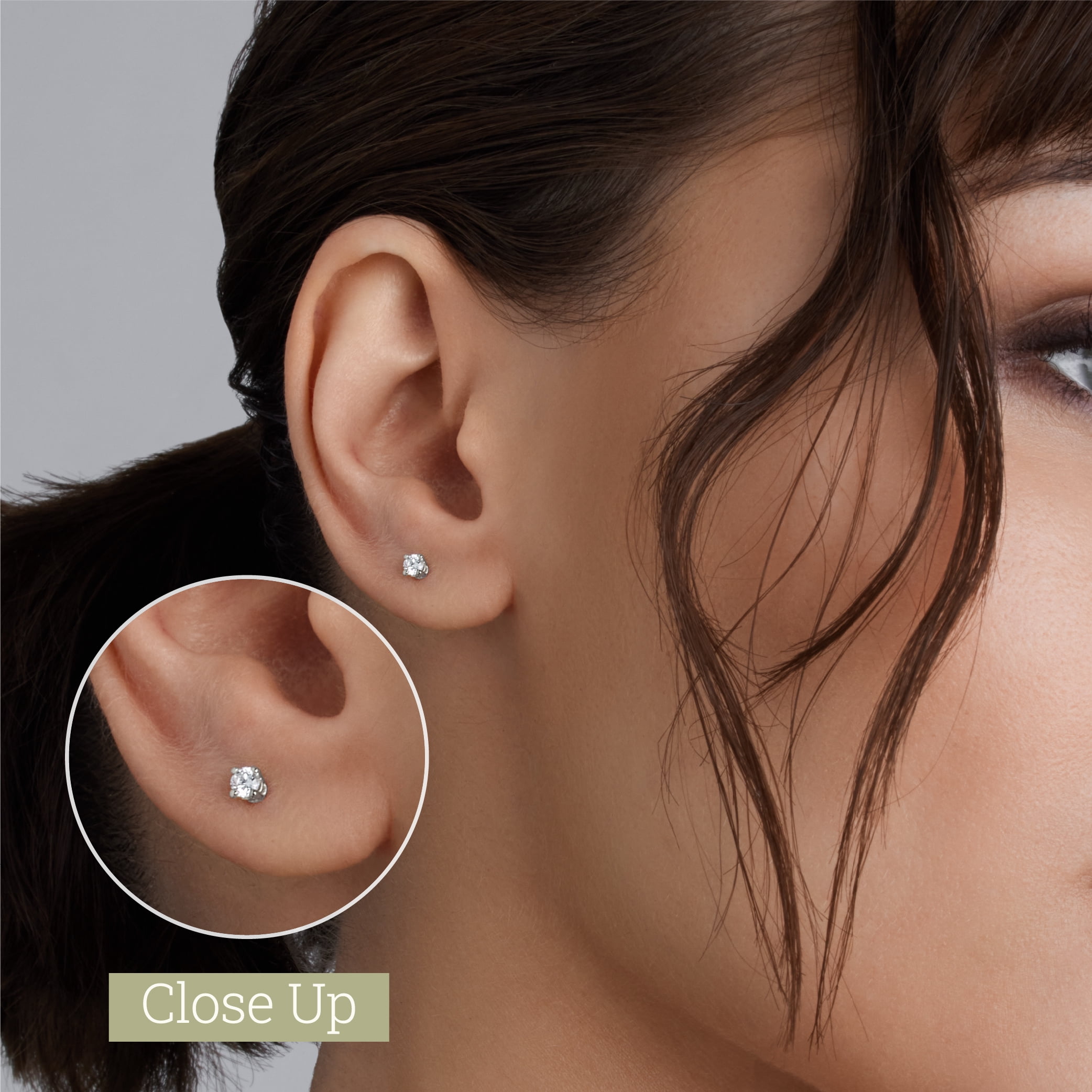 Gilded 3/8 Carat Total Weight Lab-Grown Diamond 14KT Gold Plated Silver Stud Earrings for Women| Hypoallergenic Fine Jewelry | 4-Prong Basket, Push Back Nut | SI1 Clarity, F Color, Round Cut