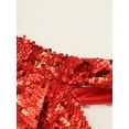 thumbnail image 6 of iEFiEL Women's Sparkly Sequin Shorts Jumpsuits One Shoulder Long Sleeve Romper Party Club Outfit Red 3XL, 6 of 7