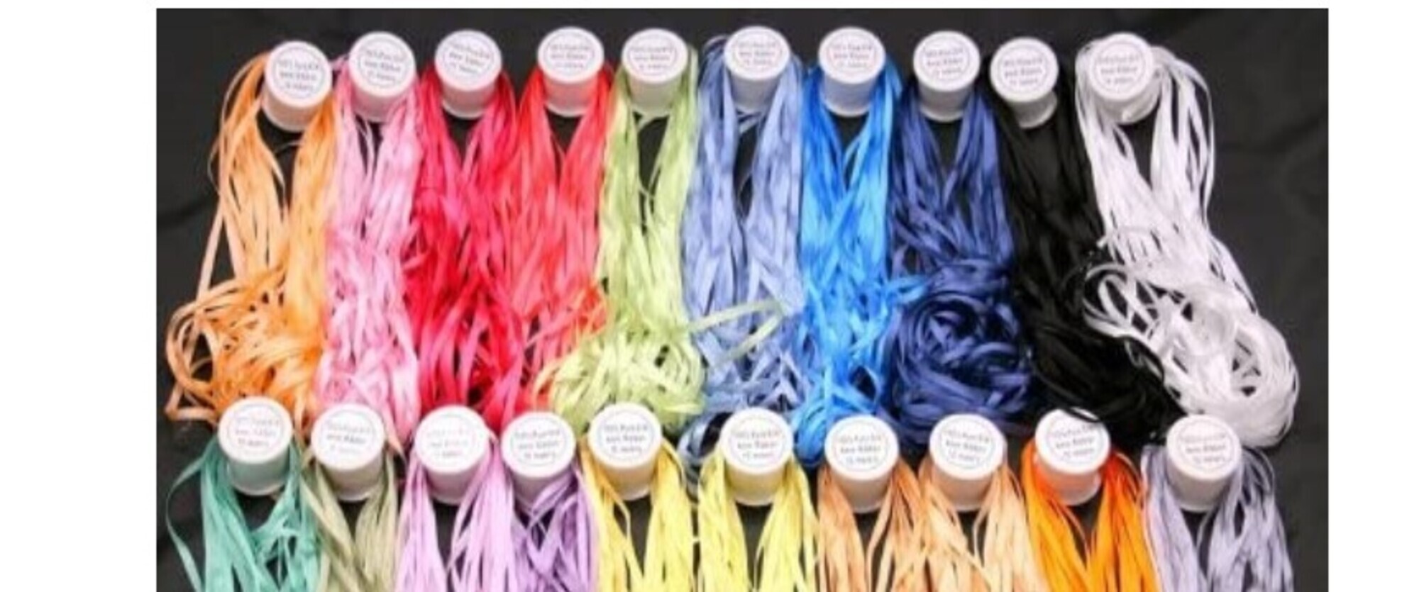 New ThreadNanny 50 Spools of 100% Pure Silk Ribbons - 4mm x 10 Meters - 50 Colors no Duplicates