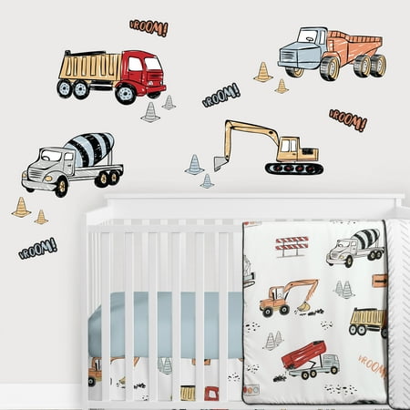 UPC: 0846480084167 | Construction Truck Wall Decal by Sweet Jojo Designs 4 Pack