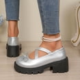 thumbnail image 4 of Bkhluea Women Cross Strap Bow Mary Jane Platform Shoes Comfortable Footwear For Office Casual Outdoor Daily Activities, 4 of 7