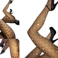 thumbnail image 1 of Bas Résille pour Femmes Décoration en Strass Collants Bas Longs Chaussettes Tenue de Boîte de Nuit Accessoire pour Danse Fête Spectacle Blanc, 1 of 8