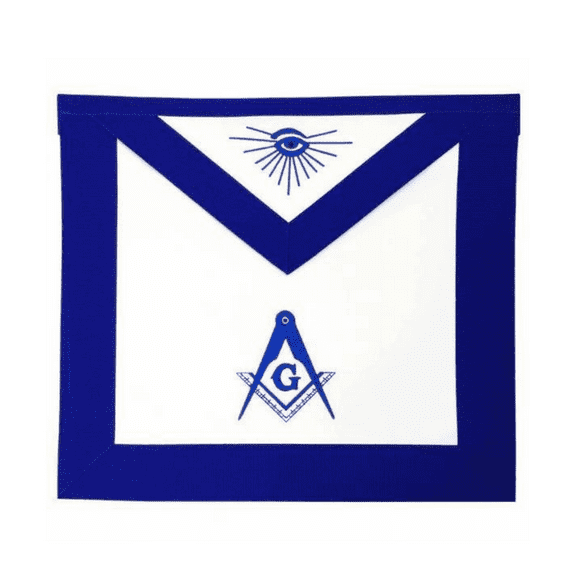 Master Mason Blue Lodge Apron – Classic White & Blue with Premium Mixed Materials, Masonic Regalia with Adjustable Belt