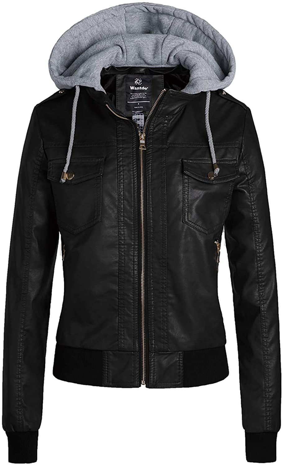YouzhiWan007 New Hooded Faux Leather Jacket Women Autumn Winter Tops Motorcycle Jackets Hat Detachable Slim Coat Outwear Plus Size 