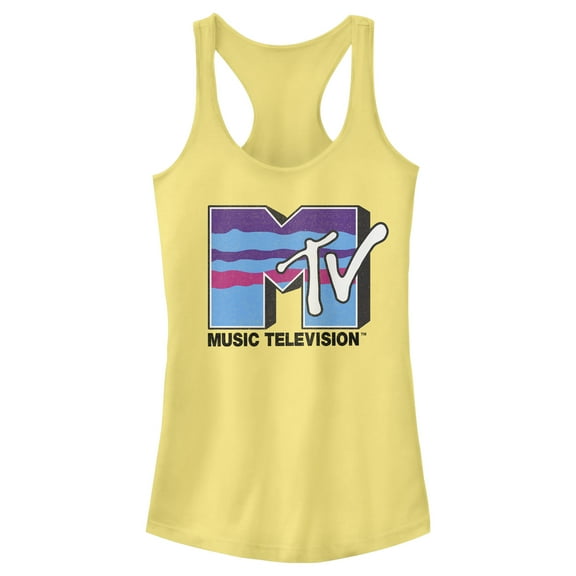 Junior's MTV Layers Logo  Racerback Tank Top Banana X Large