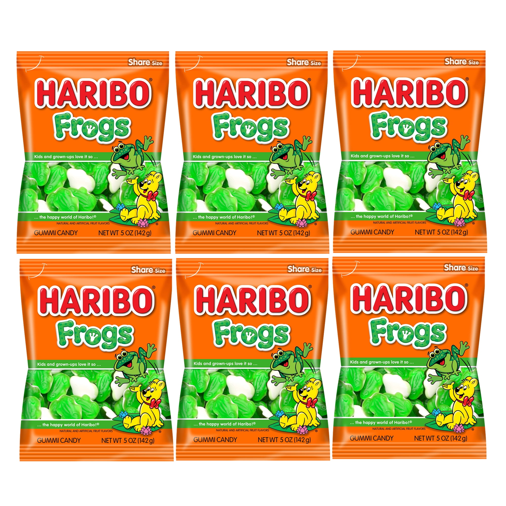 Haribo Gummy Frogs Pack of 6 (5oz Bags) Perfect for Movie Theaters, Halloween, Easter and More in a King of Sweets Bulk Bag