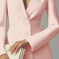 thumbnail image 2 of MORTTIC Women's Solid Color Deep V-Neck Long Sleeve Button Front A-Line Midi Dress for Formal Occasions Pink，L, 2 of 3