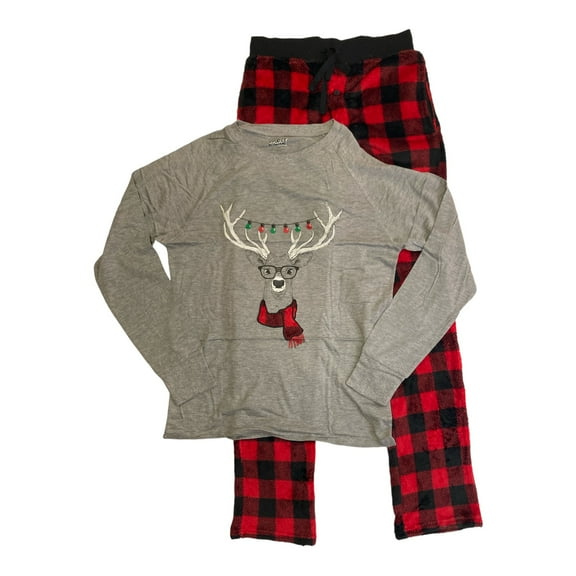 Holiday Famjams Men's Long Sleeve Shirt & Pants Reindeer Pajama Set (XL)