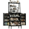 thumbnail image 4 of 51” Pantry Cabinets with Microwave Shelves, Freestanding Kitchen Storage with Adjustable Shelves, Buffet Cupboards for Dining Living Room Use (Black), 4 of 8
