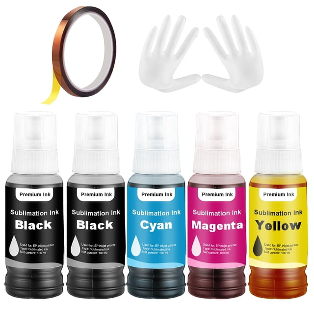 Tinta de sublimación LAIPENG 5 botellas de 100 ml con cinta térmica